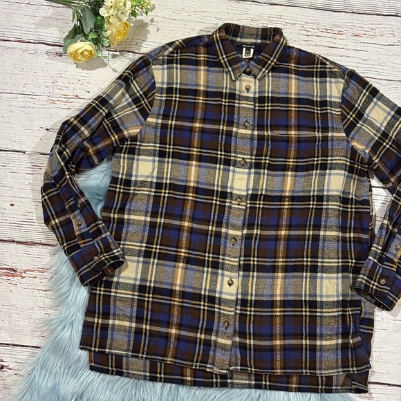 Madewell Flannel Oversized Ex-Boyfriend Shirt in Fuller Plaid Blue Tartan - Picture 7 of 10